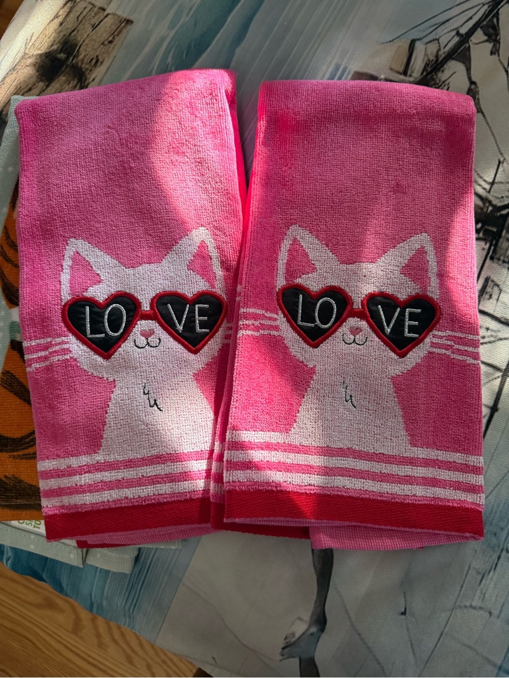 Set of 5 Cat Seasonal Hand Towels